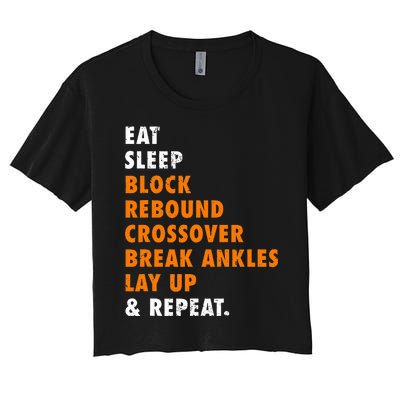 Eat Sleep Basketball Repeat Women's Crop Top Tee