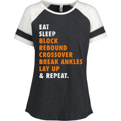 Eat Sleep Basketball Repeat Enza Ladies Jersey Colorblock Tee