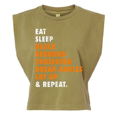 Eat Sleep Basketball Repeat Garment-Dyed Women's Muscle Tee