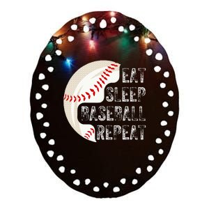 Eat Sleep Baseball Repeat Baseball Ceramic Oval Ornament