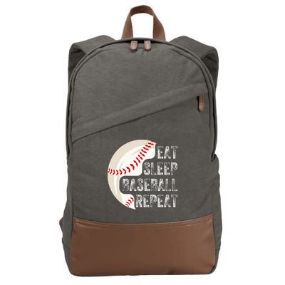 Eat Sleep Baseball Repeat Baseball Cotton Canvas Backpack
