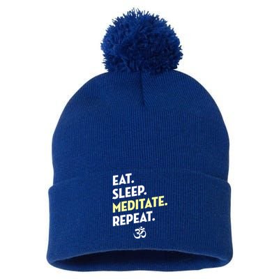 Eat Sleep Be Repeagift Meditation Yoga Gift Pom Pom 12in Knit Beanie