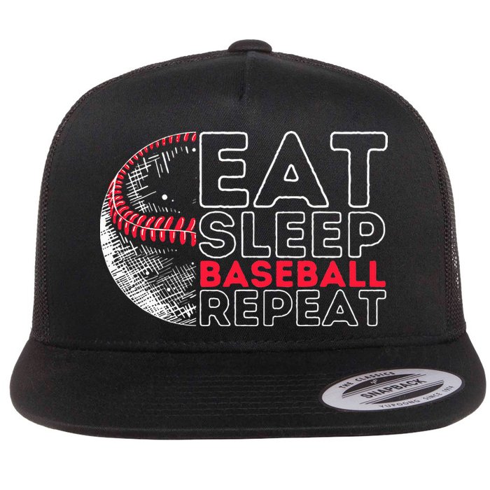 Eat Sleep Baseball Repeat Players Flat Bill Trucker Hat