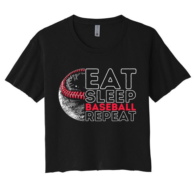 Eat Sleep Baseball Repeat Players Women's Crop Top Tee