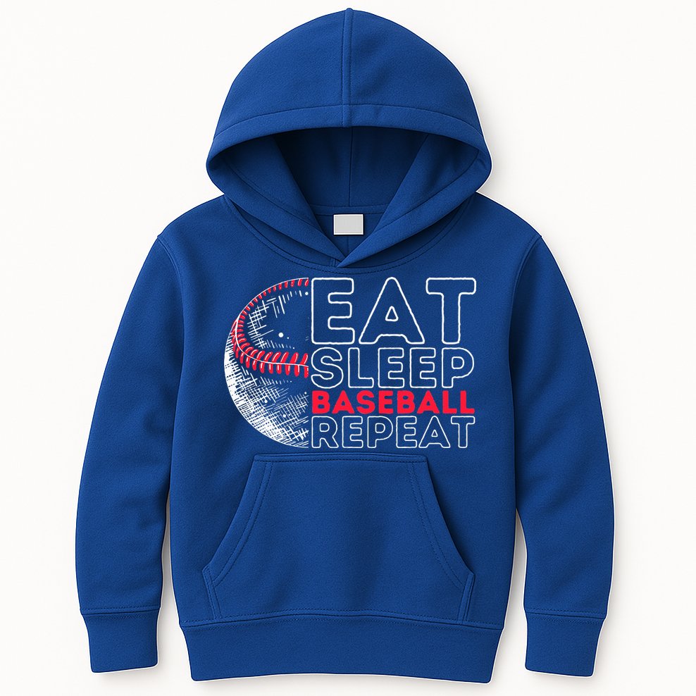 Eat Sleep Baseball Repeat Players Kids Hoodie