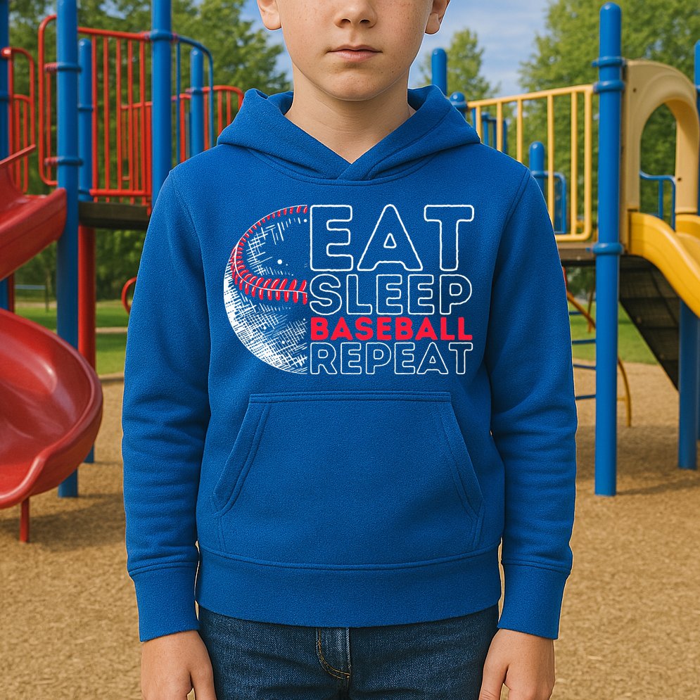 Eat Sleep Baseball Repeat Players Kids Hoodie