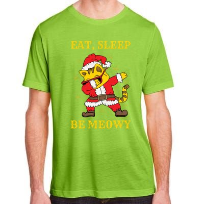 Eat Sleep Be Meowy Funny Santa Claus Dabbing Cat Pun Xmas Gift Adult ChromaSoft Performance T-Shirt