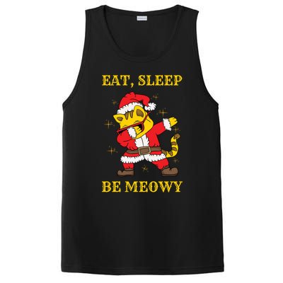 Eat Sleep Be Meowy Funny Santa Claus Dabbing Cat Pun Xmas Gift PosiCharge Competitor Tank