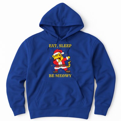 Eat Sleep Be Meowy Funny Santa Claus Dabbing Cat Pun Xmas Gift Hoodie