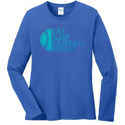 Eat Sleep Baseball Repeat Baseball Player Funny Baseball Gift Ladies Long Sleeve Shirt