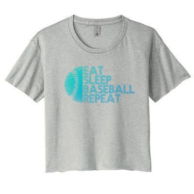 Eat Sleep Baseball Repeat Baseball Player Funny Baseball Gift Women's Crop Top Tee