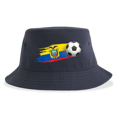 Ecuador Soccer Ball Ecuador Flag Jersey - Ecuador Football Sustainable Bucket Hat