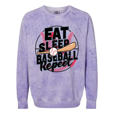 Eat Sleep Baseball Repeat Funny Baseball Player Funny Gift Colorblast Crewneck Sweatshirt