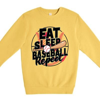 Eat Sleep Baseball Repeat Funny Baseball Player Funny Gift Premium Crewneck Sweatshirt