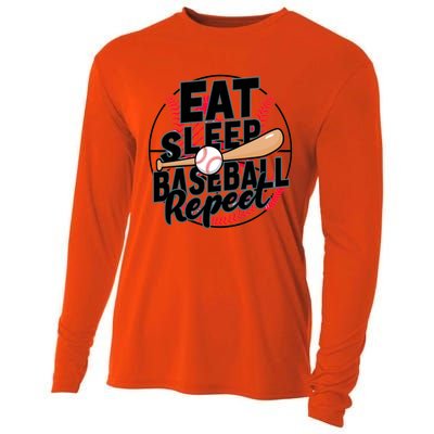 Eat Sleep Baseball Repeat Funny Baseball Player Funny Gift Cooling Performance Long Sleeve Crew