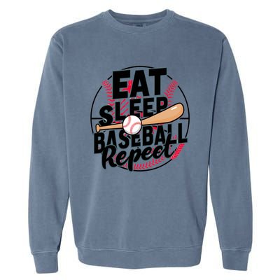 Eat Sleep Baseball Repeat Funny Baseball Player Funny Gift Garment-Dyed Sweatshirt