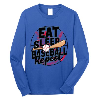 Eat Sleep Baseball Repeat Funny Baseball Player Funny Gift Long Sleeve Shirt