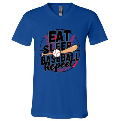 Eat Sleep Baseball Repeat Funny Baseball Player Funny Gift V-Neck T-Shirt