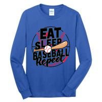 Eat Sleep Baseball Repeat Funny Baseball Player Funny Gift Tall Long Sleeve T-Shirt