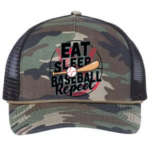 Eat Sleep Baseball Repeat Funny Baseball Player Funny Gift Retro Rope Trucker Hat Cap