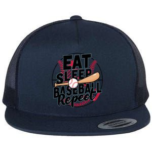 Eat Sleep Baseball Repeat Funny Baseball Player Funny Gift Flat Bill Trucker Hat