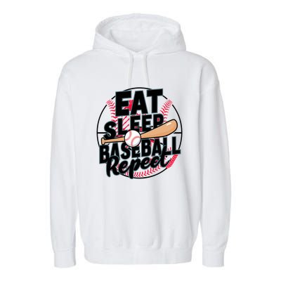 Eat Sleep Baseball Repeat Funny Baseball Player Funny Gift Garment-Dyed Fleece Hoodie