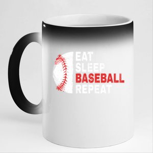 Eat Sleep Baseball Repeat Funny Bat And Ball Softball Lovers Cool Gift 11oz Black Color Changing Mug