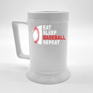 Eat Sleep Baseball Repeat Funny Bat And Ball Softball Lovers Cool Gift Beer Stein