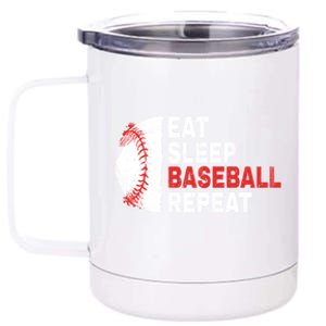 Eat Sleep Baseball Repeat Funny Bat And Ball Softball Lovers Cool Gift 12 oz Stainless Steel Tumbler Cup