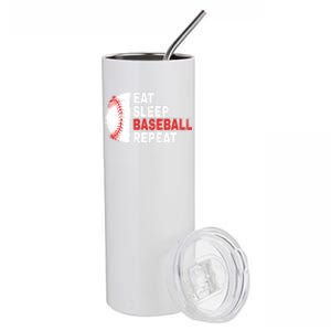 Eat Sleep Baseball Repeat Funny Bat And Ball Softball Lovers Cool Gift Stainless Steel Tumbler