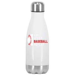 Eat Sleep Baseball Repeat Funny Bat And Ball Softball Lovers Cool Gift Stainless Steel Insulated Water Bottle