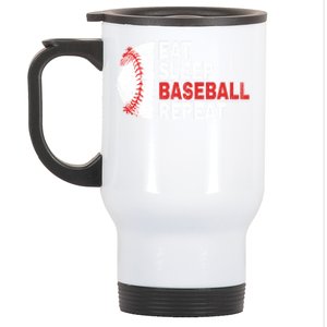 Eat Sleep Baseball Repeat Funny Bat And Ball Softball Lovers Cool Gift Stainless Steel Travel Mug