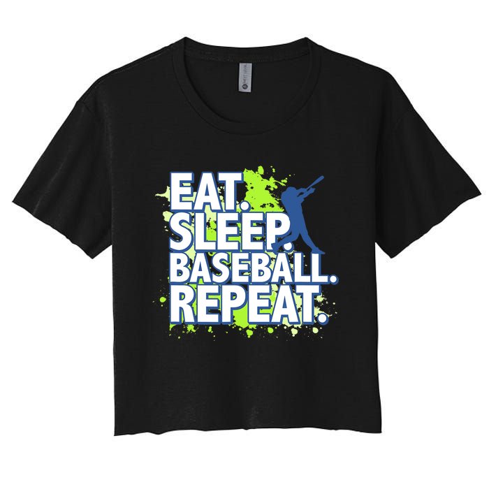 Eat Sleep Baseball Repeat Women's Crop Top Tee