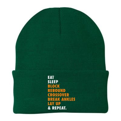 Eat Sleep Basketball Repeat Funny Gift For Basketball Player Knit Cap Winter Beanie