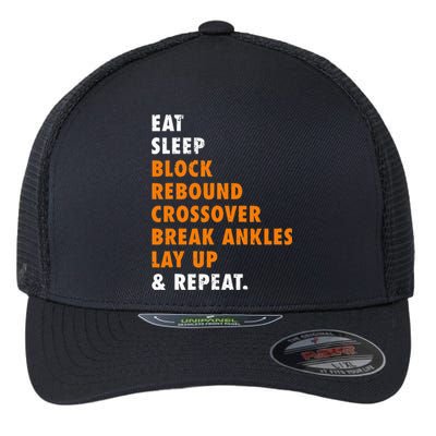 Eat Sleep Basketball Repeat Funny Gift For Basketball Player Flexfit Unipanel Trucker Cap