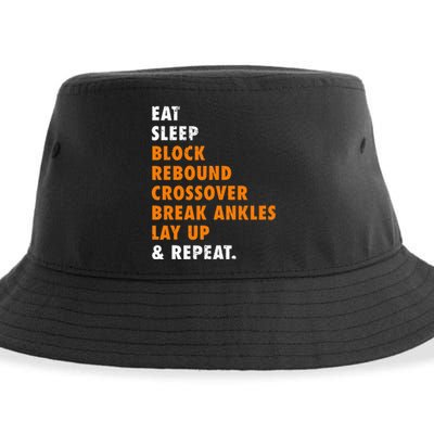 Eat Sleep Basketball Repeat Funny Gift For Basketball Player Sustainable Bucket Hat