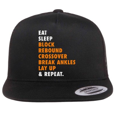 Eat Sleep Basketball Repeat Funny Gift For Basketball Player Flat Bill Trucker Hat