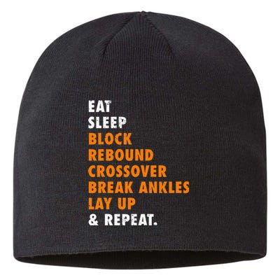 Eat Sleep Basketball Repeat Funny Gift For Basketball Player Sustainable Beanie