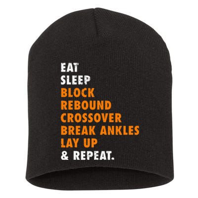 Eat Sleep Basketball Repeat Funny Gift For Basketball Player Short Acrylic Beanie