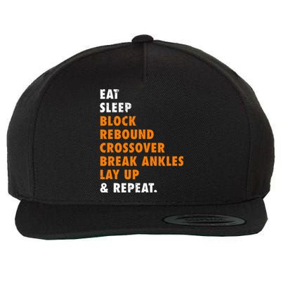 Eat Sleep Basketball Repeat Funny Gift For Basketball Player Wool Snapback Cap