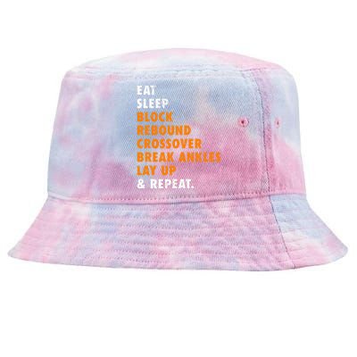 Eat Sleep Basketball Repeat Funny Gift For Basketball Player Tie-Dyed Bucket Hat