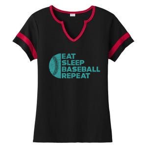 Eat Sleep Baseball Repeat Funny Bat And Ball Softball Lovers Gift Ladies Halftime Notch Neck Tee