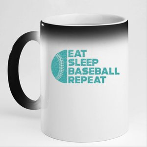 Eat Sleep Baseball Repeat Funny Bat And Ball Softball Lovers Gift 11oz Black Color Changing Mug