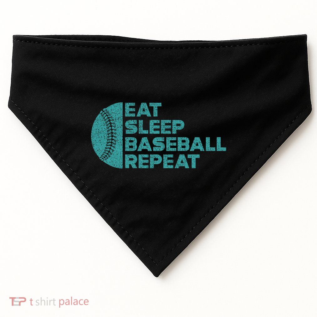 Eat Sleep Baseball Repeat Funny Bat And Ball Softball Lovers Gift USA-Made Doggie Bandana