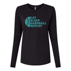 Eat Sleep Baseball Repeat Funny Bat And Ball Softball Lovers Gift Womens Cotton Relaxed Long Sleeve T-Shirt