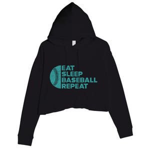 Eat Sleep Baseball Repeat Funny Bat And Ball Softball Lovers Gift Crop Fleece Hoodie