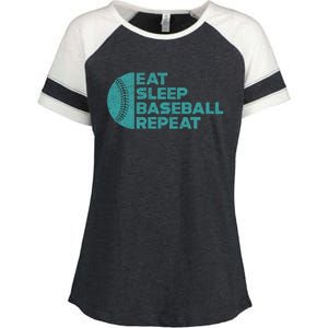 Eat Sleep Baseball Repeat Funny Bat And Ball Softball Lovers Gift Enza Ladies Jersey Colorblock Tee