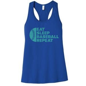 Eat Sleep Baseball Repeat Funny Bat And Ball Softball Lovers Gift Women's Racerback Tank