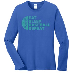 Eat Sleep Baseball Repeat Funny Bat And Ball Softball Lovers Gift Ladies Long Sleeve Shirt