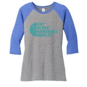 Eat Sleep Baseball Repeat Funny Bat And Ball Softball Lovers Gift Women's Tri-Blend 3/4-Sleeve Raglan Shirt